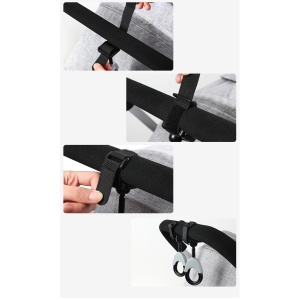 Set 2 Carlige pentru Carucior, din Plastic si Velcro, Sarcina Maxima 2 kg, Negru - Img 2