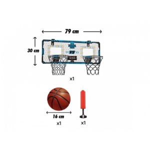 Set 2 Cosuri de Baschet pentru Copii, cu Tablou de Bord Electronic, Pentru 2 Jucatori, Minge, Pompa, 2 Moduri, Interior/Exterior, Inel Metalic si Rabatabil cu Arc, Luminos, 60x31x6 cm, Multicolor - Img 3