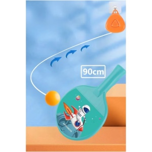Set 2 Palete de Tenis de Masa, pentru Copii, Design Animat, Tematica Astronauti, Accesoriu de Agatat Inclus si 2 Mingi, Albastru - Img 6
