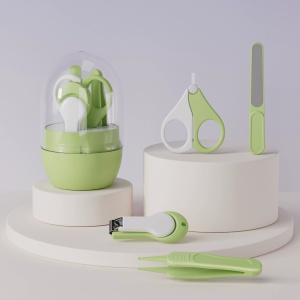 Set 4in1 de Ingrijire Unghii pentru Bebelusi, Cutie de Depozitare Tip Borcan, 0-6 Ani, 10 x 7 x 6 cm, Verde - Img 2