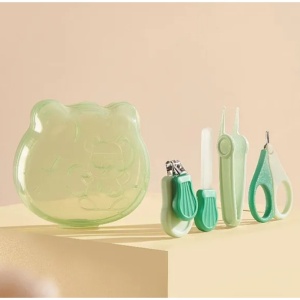 Set Ingrijire Unghii pentru Bebelusi, Cutie de Depozitare in Forma de Ursulet, 10 x 9.5 cm, Verde - Img 6