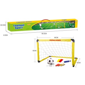 Set Poarta de Fotbal pentru Copii, 60x90 cm, Minge, Cartonase, Pompa, Fluier, Interactiv, Distractiv, Galben - Img 2