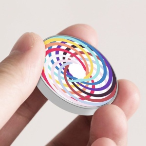 Spinner Giroscopic Metalic, Jucarie Rotativa Anti-stres, Otel Inoxidabil, 3.8 x 0.6 cm, Efect Optic Spirala Hipnotica, Model Spirala Multicolor - Img 5