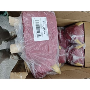 Taburet pentru Copii, Scaun Tip Taburet, Model Vacuta, din Lemn Masiv, Scaun pentru Copii, 30 x 25 x 25 cm, Rosu - Img 3