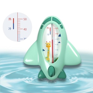 Termometru pentru Baie, Plutitor, Rezistent la apa, Multifunctional, Model Avion, 11x10x4 cm, Verde - Img 2