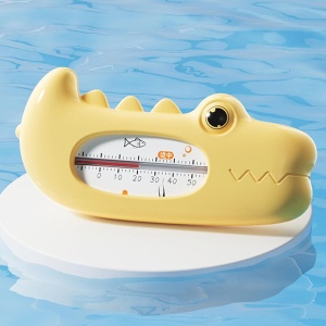 Termometru pentru Baie, Plutitor, Rezistent la apa, Multifunctional, Model Crocodil, 2.7x6.5x3.7 cm, Galben - Img 3