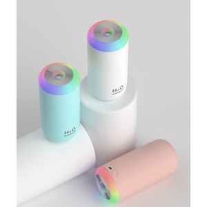Umidificator, H2O, cu Difuzor de Aroma, Lumina de Noapte LED in 7 Culori, Zgomot Redus, 14.7x7.2cm, 350mL, Culoare Roz - Img 5