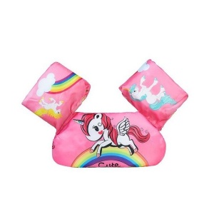 Vesta de salvare pentru copii cu aripioare de inot, Roz, Model unicorn