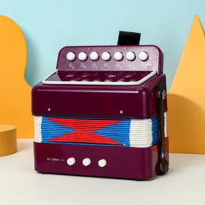 Acordeon Pentru Copii, Acordeon Jucarie pentru Educatie Timpurie, 7 butoane 2 bass, Acordeon Instrument Muzical pentru Copii, 18 x 17 x 10 cm, Mov - Img 2