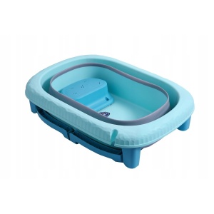 Cada Pliabila pentru Baie, din PP+TPE, pentru Copii 0-6 Ani, cu Picioare, Suport de Sezut, Scurgere Etans, 80 x 52 x 42 cm, Albastru - Img 5