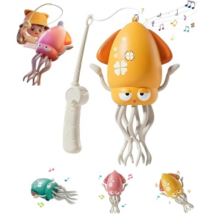 Caracatita Dansatoare, +3 Ani, 3 Moduri, din ABS, Incarcare USB, cu Undita Inclusa, 12.6 x 7.6 x 20.7 cm, Galben - Img 4
