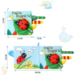 Carte Senzoriala pentru Bebelusi, 15x16x4 cm, cu Animalute, 3D, Cu Sunete si Fosnete, 0-3 Ani, Model Buburuza, Multicolor - Img 4