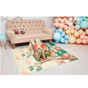 Covoras pentru Copii, cu 2 Fete, Model Ursulet/Catelusi, din XPE+PE, Impermeabil, Antiderapant, Protectie Termica, +3 Luni, Pliabil, 150 x 200 x 1.5 cm, Multicolor - Img 3