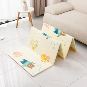 Covoras pentru Copii, cu 2 Fete, Model Zmeu/Ursi, din XPE+PE, Impermeabil, Antiderapant, Protectie Termica, +3 Luni, Pliabil, 180 x 200 x 1.5 cm, Multicolor - Img 5