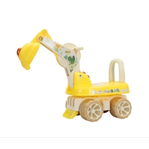 Excavator pentru Copii, 1-3 Ani, Greutate Portanta 30 kg, Muzica si Lumini, Rotatie 360 Grade, 45 x 31 x 35 cm, 4 Roti, Galben - Img 2