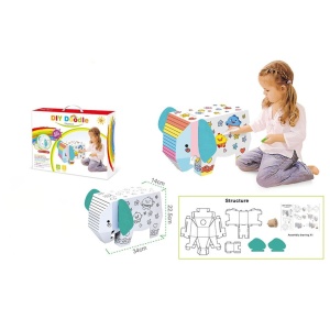 Jucarie Creativa pentru Copii, Model Elefant 3D, Set de Asamblat si Colorat din Carton, Puzzle 3D Educativ, 34 x 14 x 23 cm, 3+ ani, Multicolor - Img 5