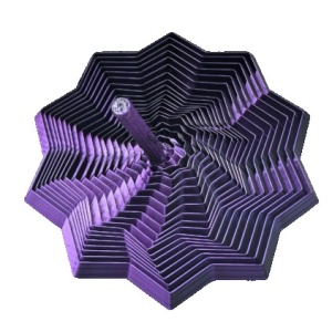 Jucarie Decompresie, Model Stea 3D, DuoChrome, Maner Spirala, Turn Magic Geometric, Multiple Forme, Anti-stress, 11 cm, Negru/Mov
