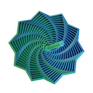 Jucarie Decompresie, Model Stea 3D, DuoChrome, Maner Spirala, Turn Magic Geometric, Multiple Forme, Anti-stress, 8.6 cm, Verde/Albastru