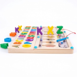 Jucarie educativa din lemn, Abecedar colorat pentru copii, Joc Montessori din lemn, 3+ ani - Img 3