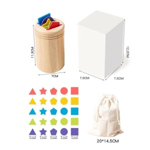 Jucarie Educativa Montessori din Lemn, 28 Piese, Sortator cu Forme Geometrice, 2+ ani, 11.3 x 7 cm, Multicolor - Img 2