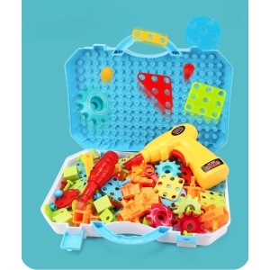 Jucarie Educativa Si Interactiva, Set De Constructie Puzzle Din ABS Cu Bormasina Pentru Dezvoltatea Creativitatii Si A Indemanarii 2D si 3D, Valiza, +3, 31x7x25 cm, 336 Piese - Img 6