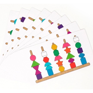 Jucarie Montessori de Sortat, din Lemn, Forme Geometrice,+3 Ani, 25 de Piese, 21.5 x 16 x 3 cm, Multicolor - Img 6