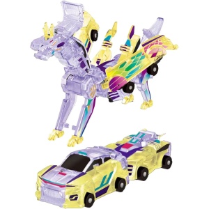 Jucarie Transformabila 2in1, Crystal Wing Flying Dragon, Masina/Dragon, Atractie Magnetica, Fluorescent, +3 Ani, din ABS, Multicolor