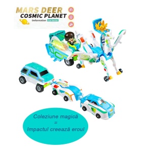 Jucarie Transformer Magnetica 3 in 1, 3 Masini Care se Transforma in Pegas Inaripat, Atractie Magnetica, 3+ Ani, din ABS, Albastru - Img 3