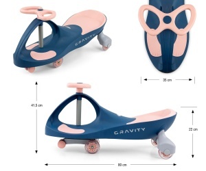 Milly Mally, Gravity, masinuta gravitationala fara pedale, Albastru-Roz - Img 3
