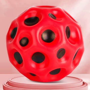 Minge Saltareata Hiperelastica, Space Moon Ball foarte Elastica, Antistress pentru Copii, Diametru 66 mm, Rosu - Img 2
