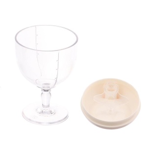 Pahar din Plastic Transparent cu Picior, pentru Copii, 14 x 7.7 cm, cu Cioc Antiscurgere, + 3 Ani, Fara Maner, Galben - Img 2