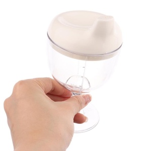 Pahar din Plastic Transparent cu Picior, pentru Copii, 14 x 7.7 cm, cu Cioc Antiscurgere, + 3 Ani, Fara Maner, Alb - Img 2