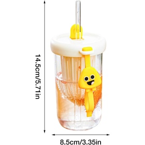 Pahar din silicon, cu capac si pai, pentru copii, anti-cadere, 500ml, Alb - Img 3