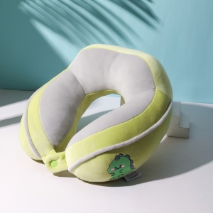 Perna de Calatorie, Pentru Gat si Cap, Umplutura din Bumbac, 28x28x10 cm, cu Model Brodat Crocodil Verde - Img 1