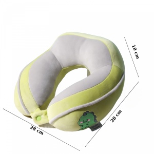 Perna de Calatorie, Pentru Gat si Cap, Umplutura din Bumbac, 28x28x10 cm, cu Model Brodat Crocodil Verde - Img 2