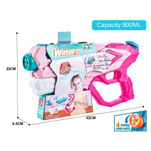 Pistol cu Apa pentru Copii, Rezervor 900ml, Raza de Actiune 8m, 6ani+, 4 Duze, Roz - Img 3