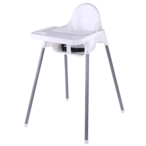 Scaun de Masa, pentru Bebelusi si Copii 6-36 Luni, din Plastic/Metal, Centura in 2 Puncte, Tava Detasabila, 63 x 57 x 85 cm, Alb - Img 1