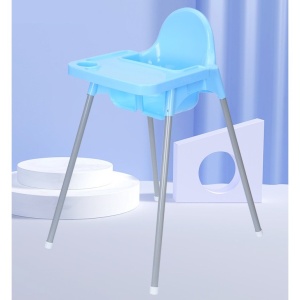 Scaun de Masa, pentru Bebelusi si Copii 6-36 Luni, din Plastic/Metal, Centura in 2 Puncte, Tava Detasabila, 63 x 57 x 85 cm, Albastru - Img 2