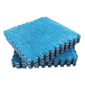 Set 10 Piese Covor tip Puzzle, Spuma EVA, Pufos, 30 x 30 x 1 cm, Albastru - Img 1