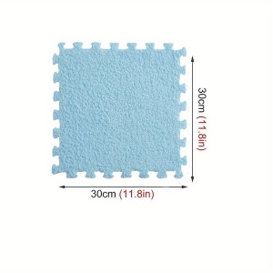 Set 10 Piese Covor tip Puzzle, Spuma EVA, Pufos, 30 x 30 x 1 cm, Baby Blue - Img 2