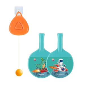 Set 2 Palete de Tenis de Masa, pentru Copii, Design Animat, Tematica Astronauti, Accesoriu de Agatat Inclus si 2 Mingi, Albastru - Img 3