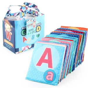 Set 26 Carduri din Panza cu Doua Fete, Model Litere, Educational, Interactiv, Saculet Inclus, Multicolor - Img 6
