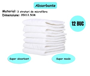 Set 4 scutece ecologice Happy Flute cu imprimeu curcubeu + 12 insertii/absorbante din microfibra 3-15kg - Img 4
