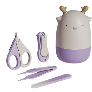 Set 4in1 de Ingrijire Unghii pentru Bebelusi, Cutie de Depozitare Tip Cerb, 0-6 Ani, 11 x 6 x 11 cm, Mov - Img 1