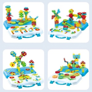 Set Constructie Bormasina Magica cu Servieta, 310 Piese, Albastru, Piese Multicolore, Plastic, 31x46 cm - Img 6