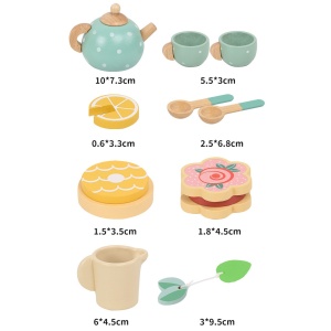 Set de Ceai din Lemn, 15 Piese, Vopsea Ecologica, +36 Luni, Multicolor Pastel - Img 6