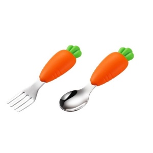 Set diversificare bebelusi din silicon, 1 farfurie compartimentata in forma de iepure, lingurita si furculita, pai, perie pai, fara alergeni, ventuza fixare, bleumarin - Img 5