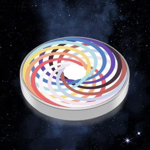 Spinner Giroscopic Metalic, Jucarie Rotativa Anti-stres, Otel Inoxidabil, 3.8 x 0.6 cm, Efect Optic Spirala Hipnotica, Model Spirala Multicolor - Img 2