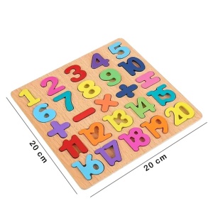 Tabla Montessori, din Lemn, Educatie Timpurie Cifre, 25 Piese Lemn, +18 Luni, 20 x 20 cm, Vopsea pe Baza de Apa, Multicolor - Img 6