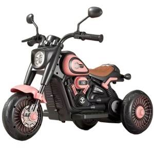 Tricicleta Electrica pentru Copii, Tricicleta DUAL-DRIVE 380*2 Baterie 6V 4.5, Bluetooth, Sistem Anti-Rasturnare, Sistem de Lumini si Sunet, 5+ Ani, 80 x 60 x 42 cm, Roz Negru